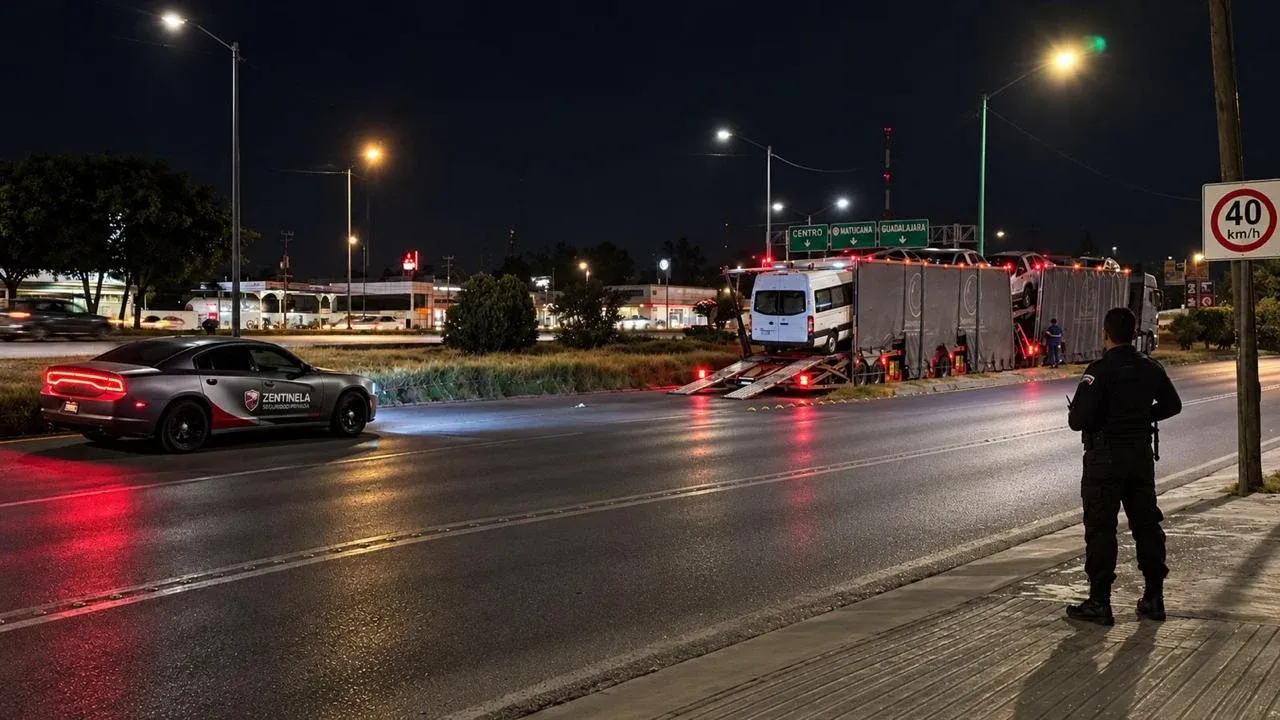 Unidad de Zentinela Seguridad Privada durante una operación nocturna